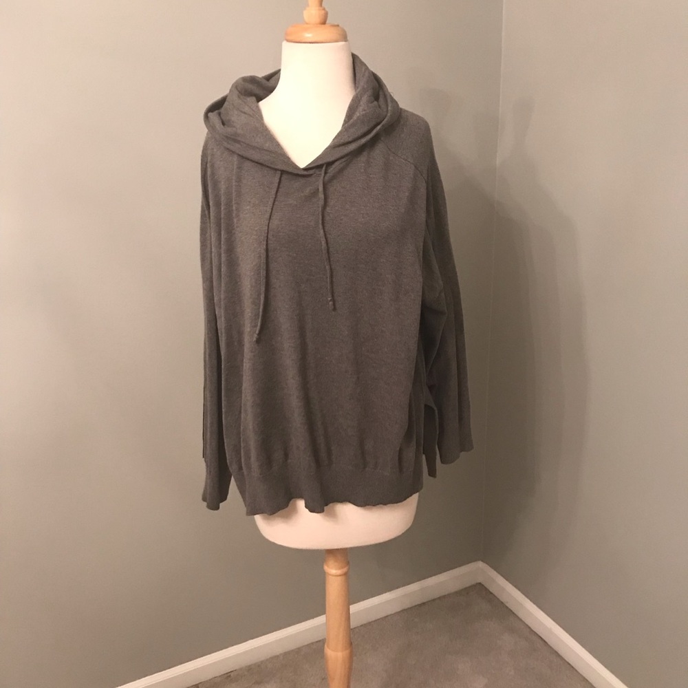 NWT Ralph Lauren petite large hooded sweater gray